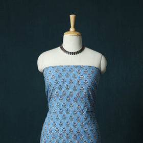 Hand block print sanganeri cotton 3pc unstitched dress