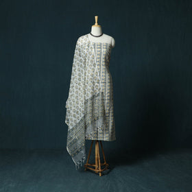 Hand block print sanganeri cotton 3pc unstitched dress