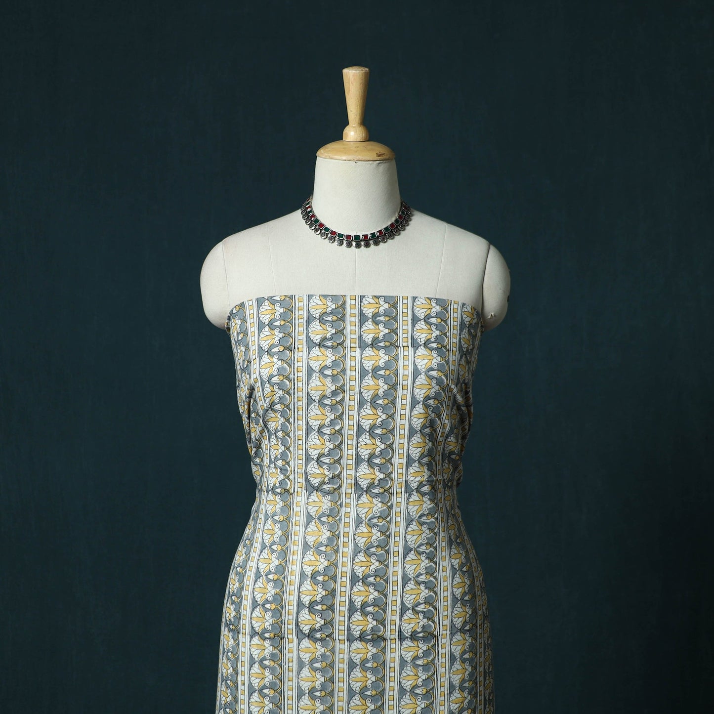 Hand block print sanganeri cotton 3pc unstitched dress