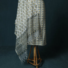 Hand block print sanganeri cotton 3pc unstitched dress