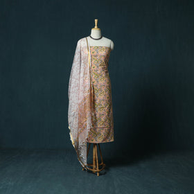 Hand block print sanganeri cotton 3pc unstitched dress