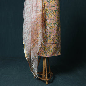 Hand block print sanganeri cotton 3pc unstitched dress