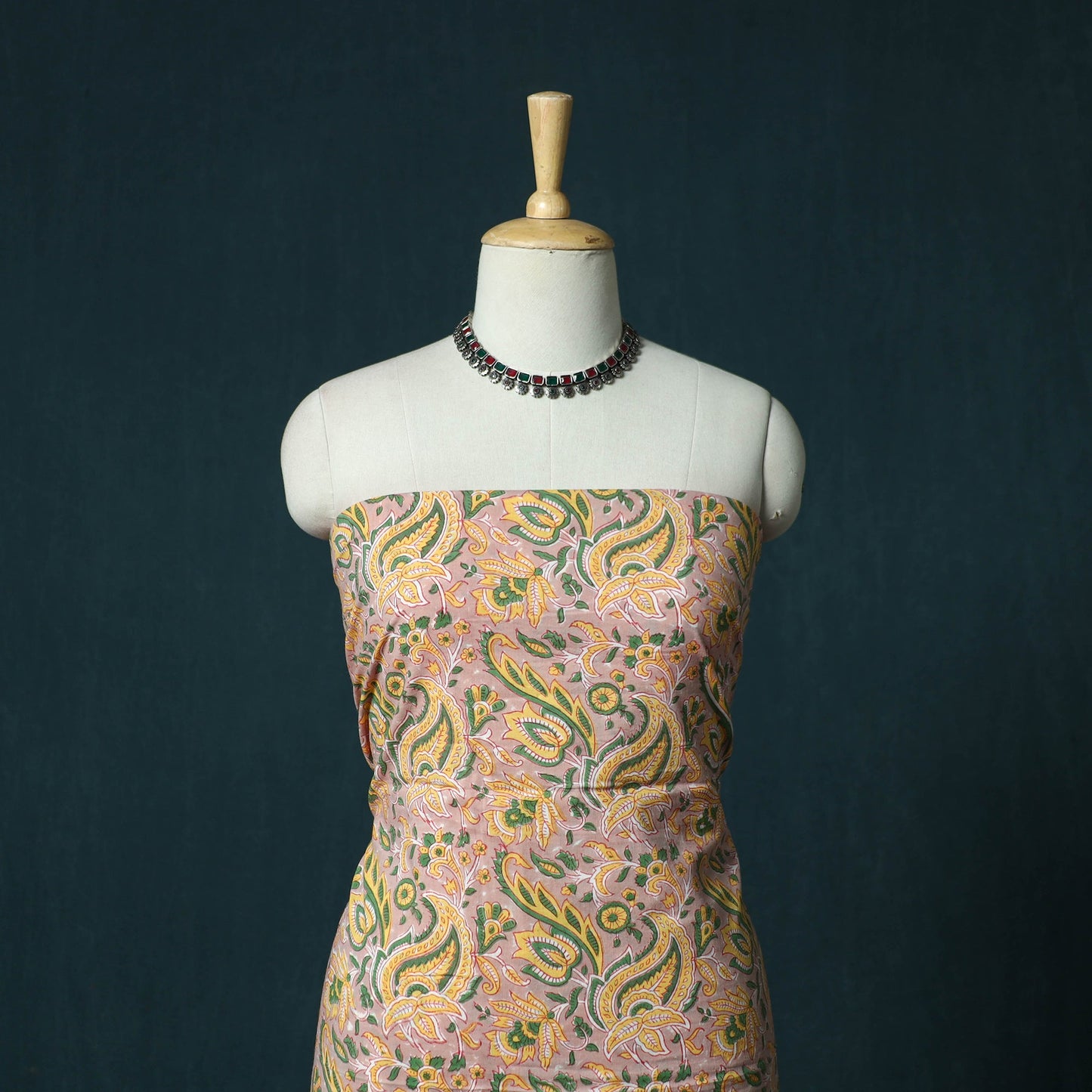 Hand block print sanganeri cotton 3pc unstitched dress