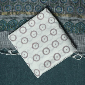 Hand block print sanganeri cotton 3pc unstitched dress