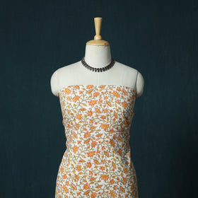 Hand block print sanganeri cotton 3pc unstitched dress