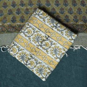 Hand block print sanganeri cotton 3pc unstitched dress