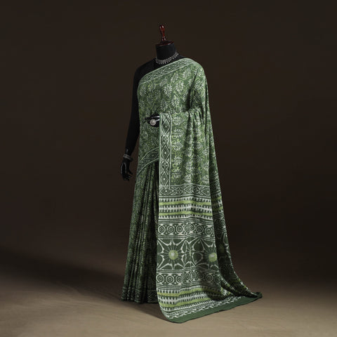 Hand block pure mul cotton batik print saree 21