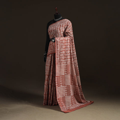 Hand block pure mul cotton batik print saree 22