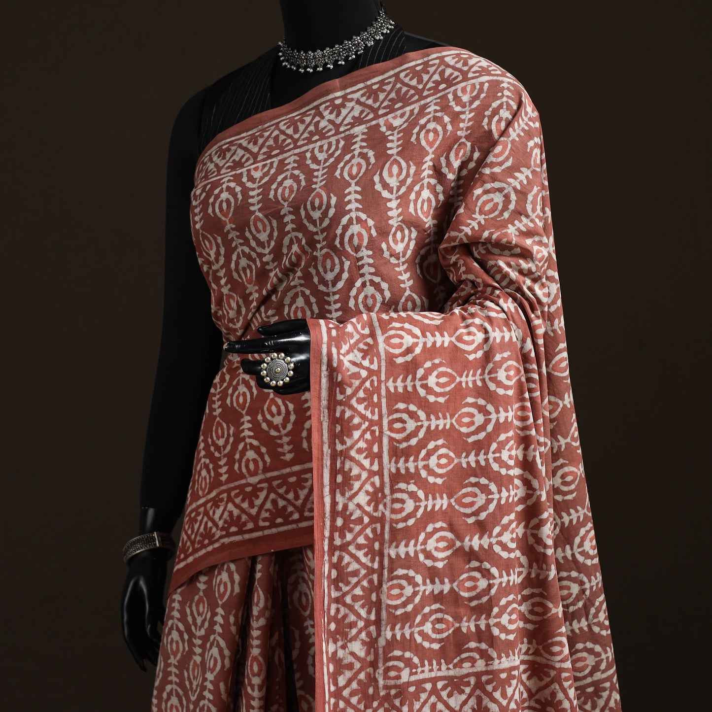 Hand block pure mul cotton batik print saree 22