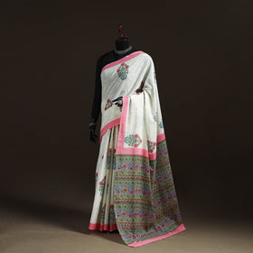 Hand block pure mul cotton sanganeri floral print saree 30