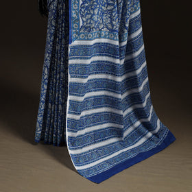 Hand block pure mul cotton sanganeri floral print saree 31