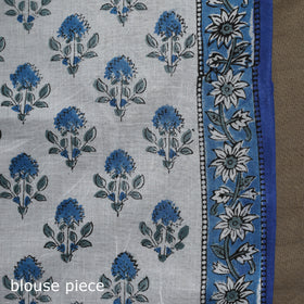 Hand block pure mul cotton sanganeri floral print saree 31