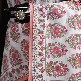 Hand block pure mul cotton sanganeri floral print saree 33