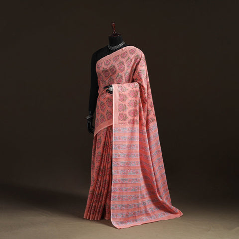 Hand block pure mul cotton sanganeri floral print saree 35