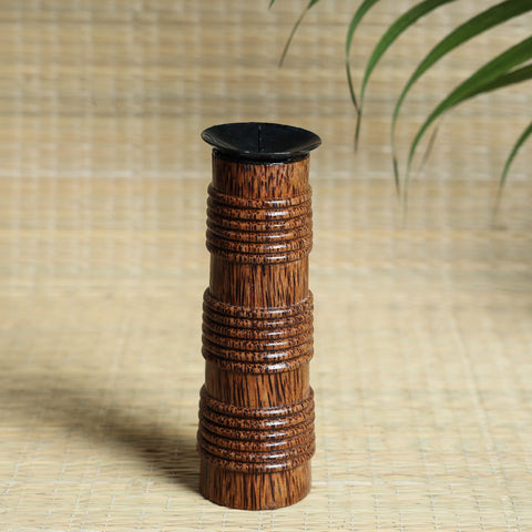  Hand Carved Coconut Wood Candle Stand 