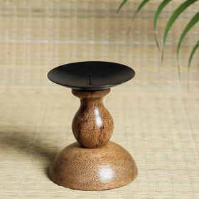  Hand Carved Coconut Wood Kuja Candle Stand 