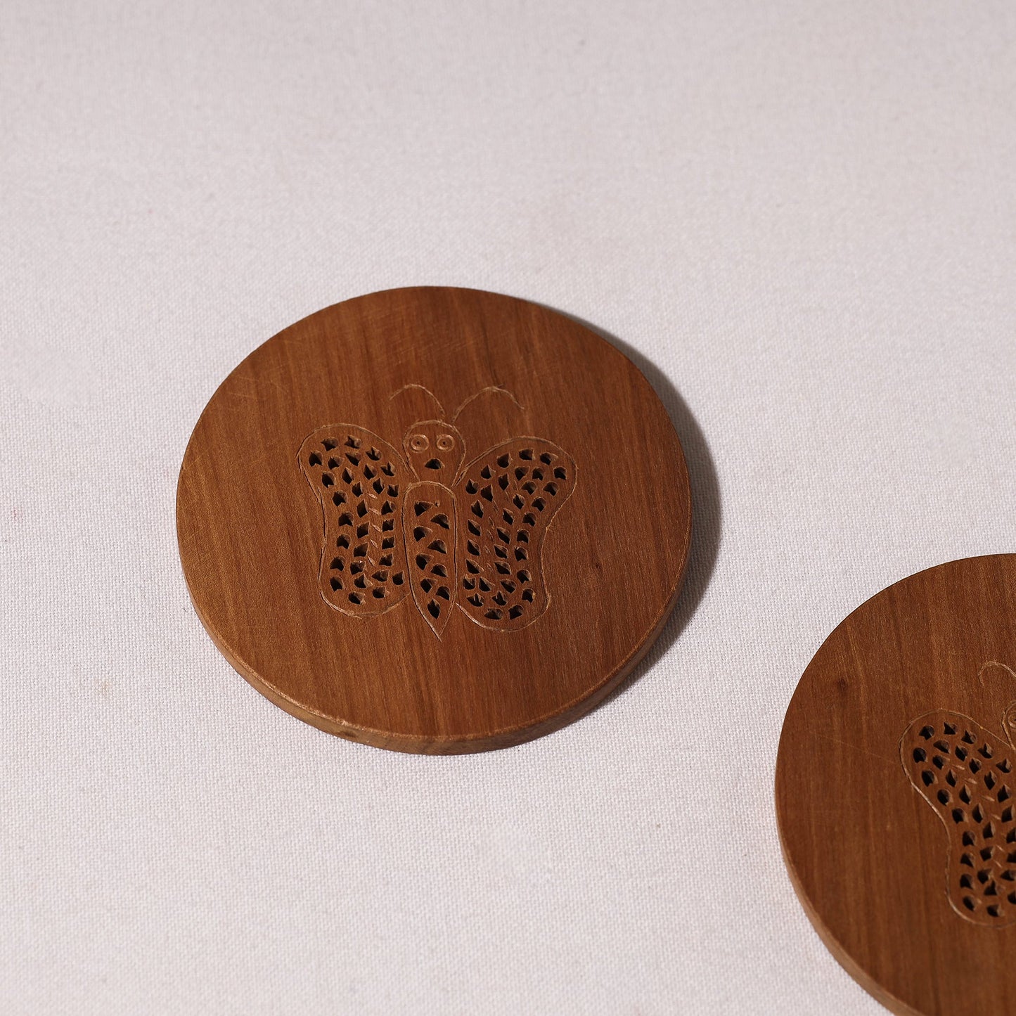  Hand Carved Loquat Wood Coasters 