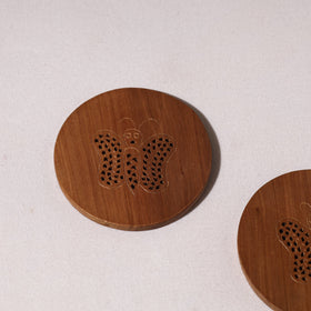 Hand Carved Loquat Wood Coasters 