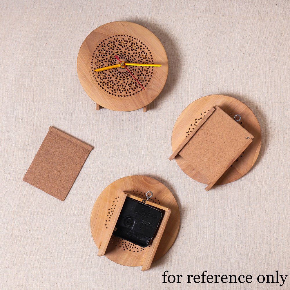  Hand Carved Loquat Wood Wall Clock 