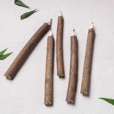 Buy  Handcarved Natural Neem Wood Pencil (Set of 5) online l iTokri.com