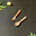 Buy Handcarved Natural Neem Wood Spoon & Fork (Small) 