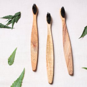  Handcarved Natural Neem Wood Toothbrush 