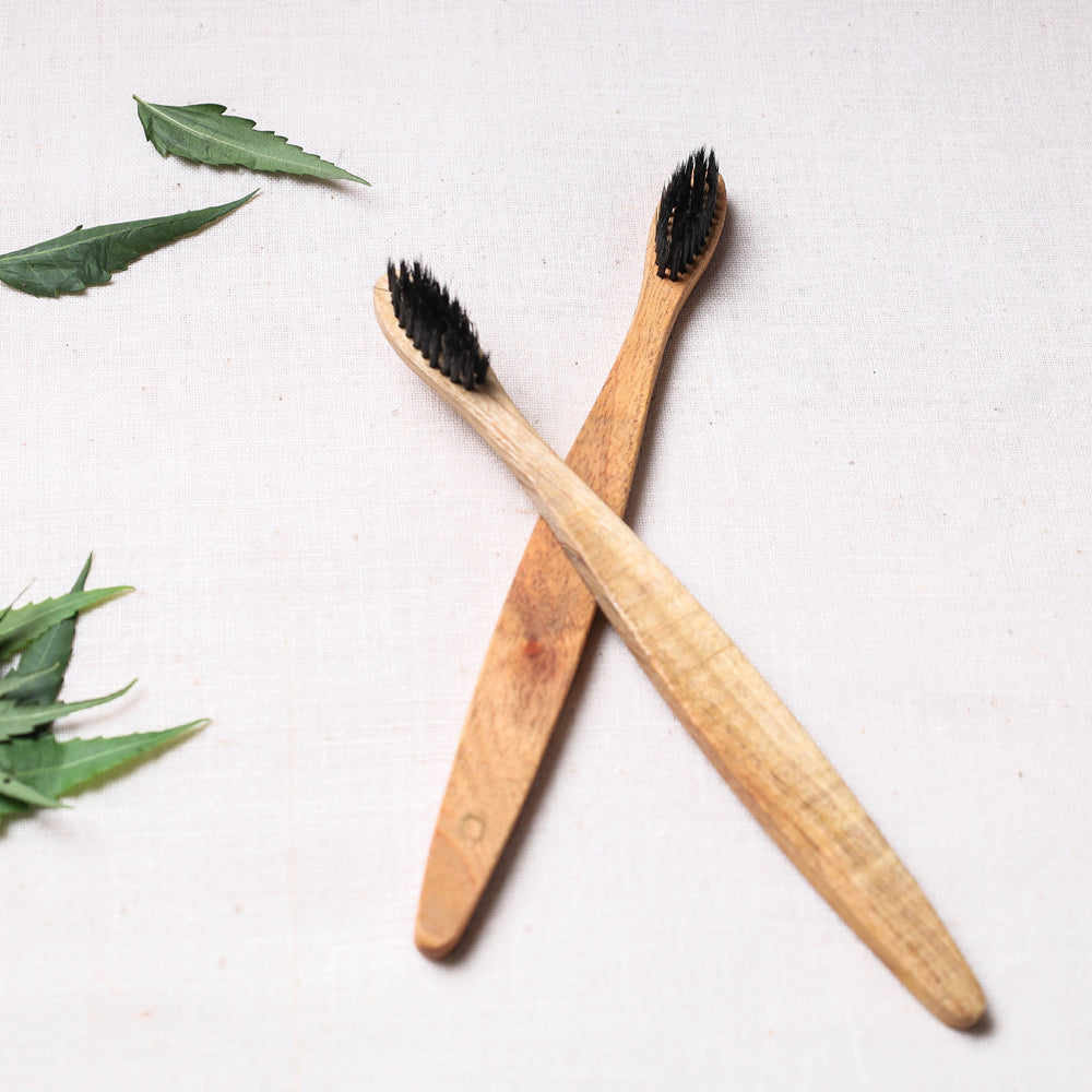  Handcarved Natural Neem Wood Toothbrush 