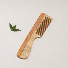  Handcarved Natural Neem Wood Comb (Small) 
