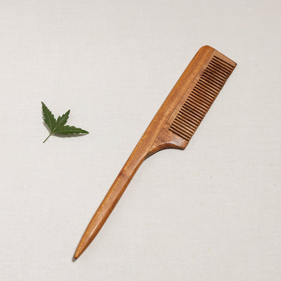  Handcarved Natural Neem Wood Comb (Small) 