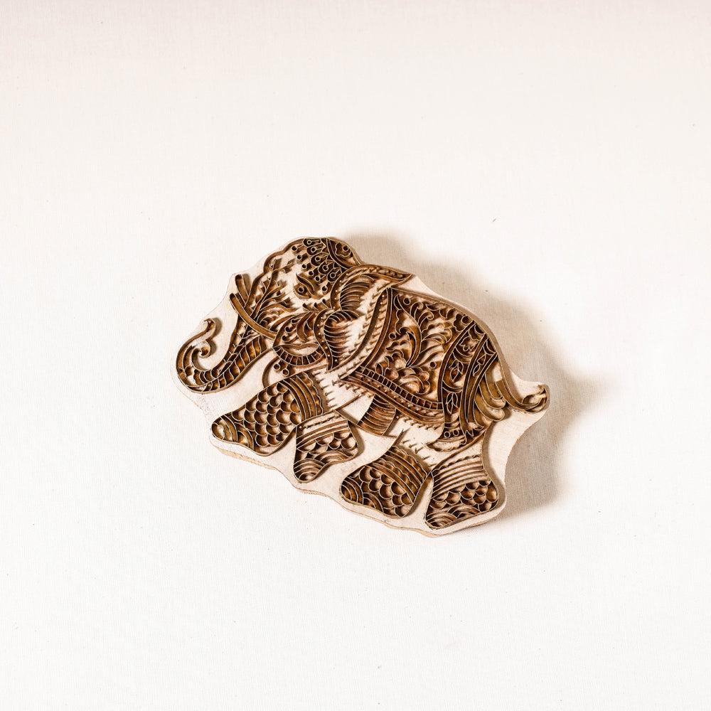  Hand-carved Rohida Wood Brass Block 