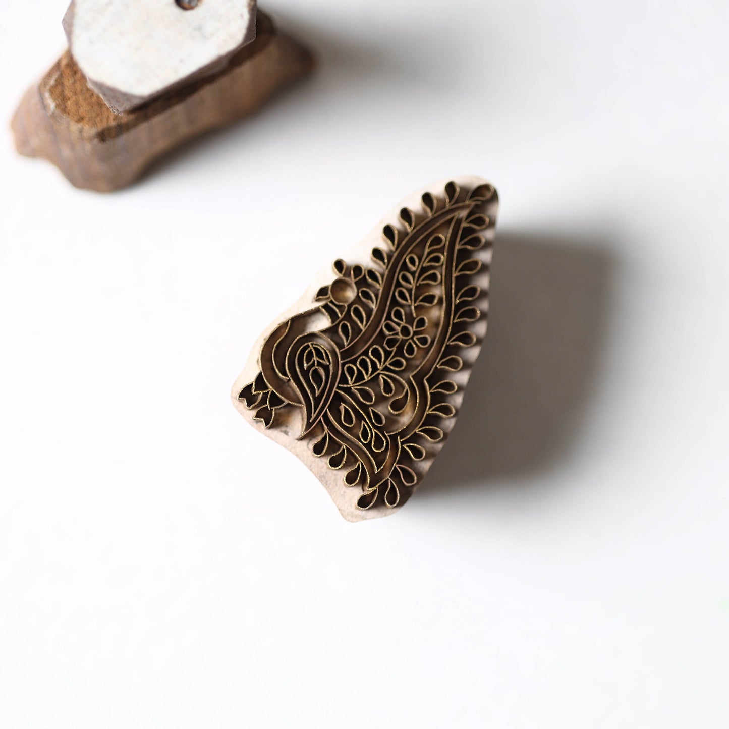  Hand-carved Rohida Wood Brass Block 