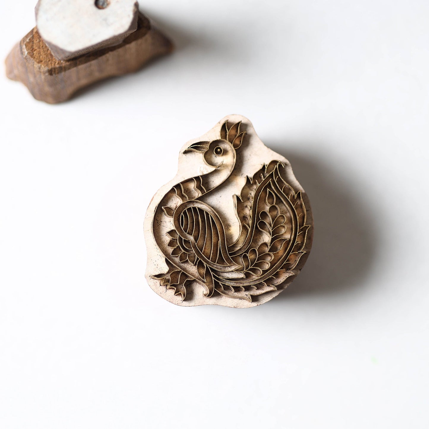  Hand-carved Rohida Wood Brass Block 