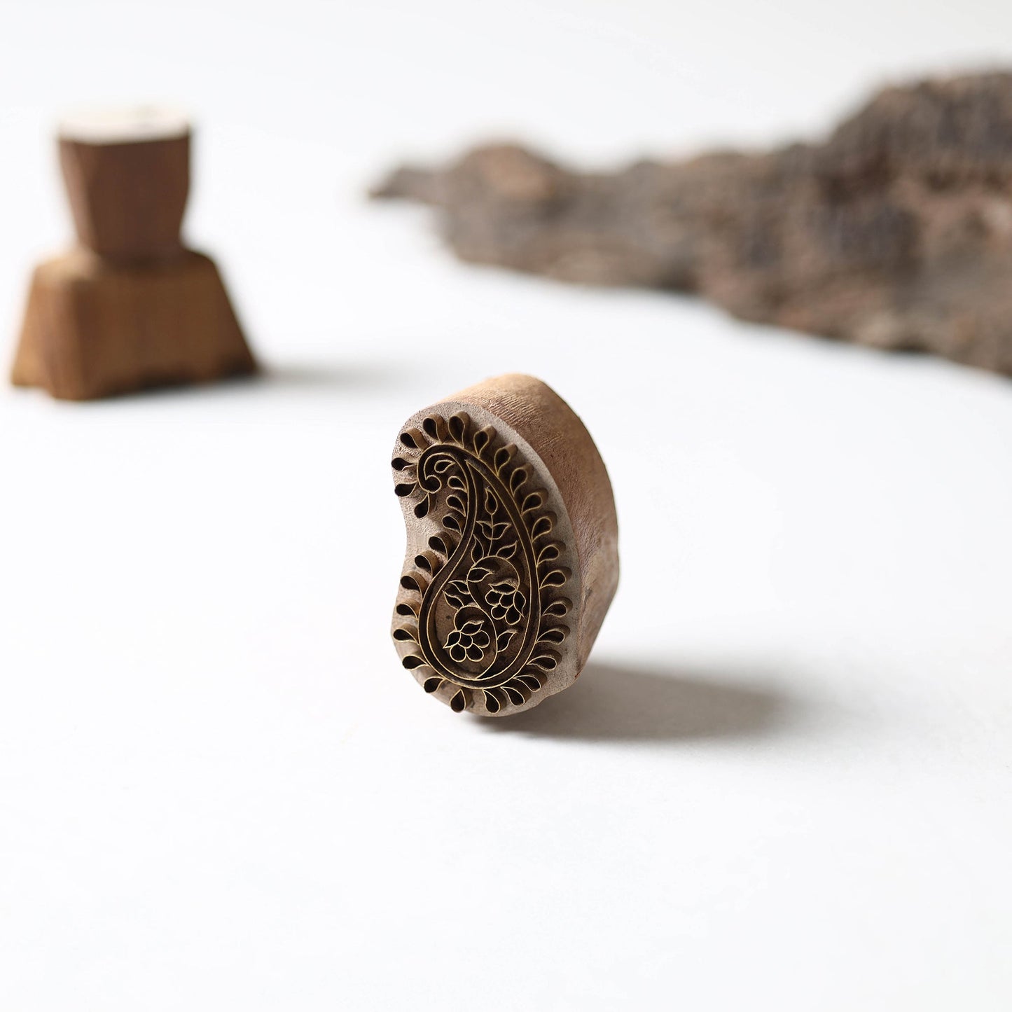  Hand-carved Rohida Wood Brass Block 