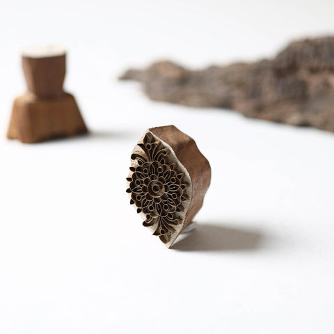  Hand-carved Rohida Wood Brass Block 