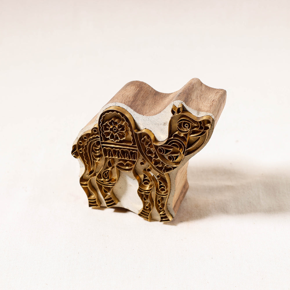  Hand-carved Rohida Wood Brass Block 