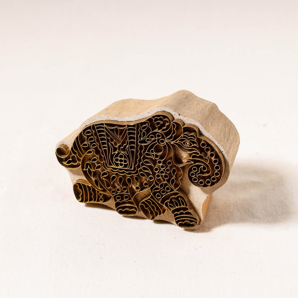  Hand-carved Rohida Wood Brass Block 