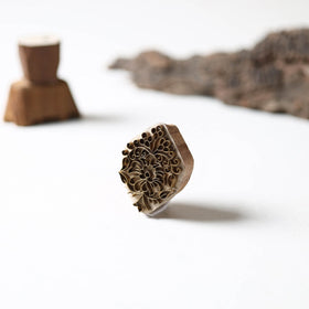  Hand-carved Rohida Wood Brass Block 