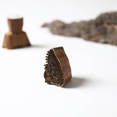  Hand-carved Rohida Wood Brass Block 