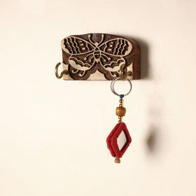  Hand Carved Sheesham Wood Block Key Hanger ( 2 pegs) Online in India l iTokri.com 