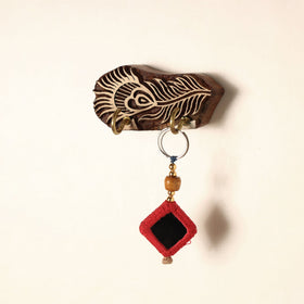  Hand Carved Sheesham Wood Block Key Hanger ( 2 pegs) Online in India l iTokri.com 