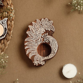  Hand Carved Sheesham Wood Block Tealight Candle Holder Online at iTokri.com 