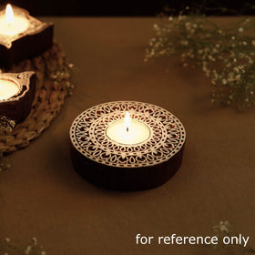  Hand Carved Sheesham Wood Block Tealight Candle Holder Online at iTokri.com 