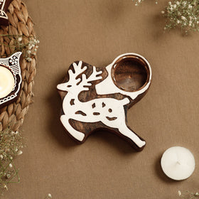  Hand Carved Sheesham Wood Block Tealight Candle Holder Online at iTokri.com 