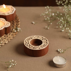 Wood Block Tealight Candle Holder - Buy Hand Carved Sheesham Candle Holder