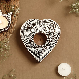  Hand Carved Sheesham Wood Block Tealight Candle Holder Online at iTokri.com 