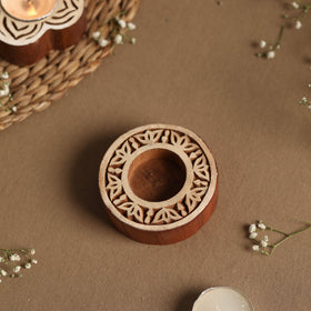  Hand Carved Sheesham Wood Block Tealight Candle Holder Online at iTokri.com 