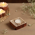  Hand Carved Sheesham Wood Block Tealight Candle Holder Online at iTokri.com 