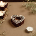  Hand Carved Sheesham Wood Block Tealight Candle Holder Online at iTokri.com 