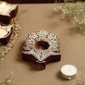 Hand Carved Sheesham Wood Block Tealight Candle Holder Online at iTokri.com 