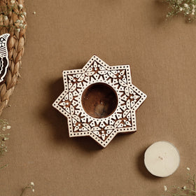  Hand Carved Sheesham Wood Block Tealight Candle Holder Online at iTokri.com 